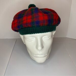Scottish Robertson Tartan Wool Tam Hat Beret Made in Scotland